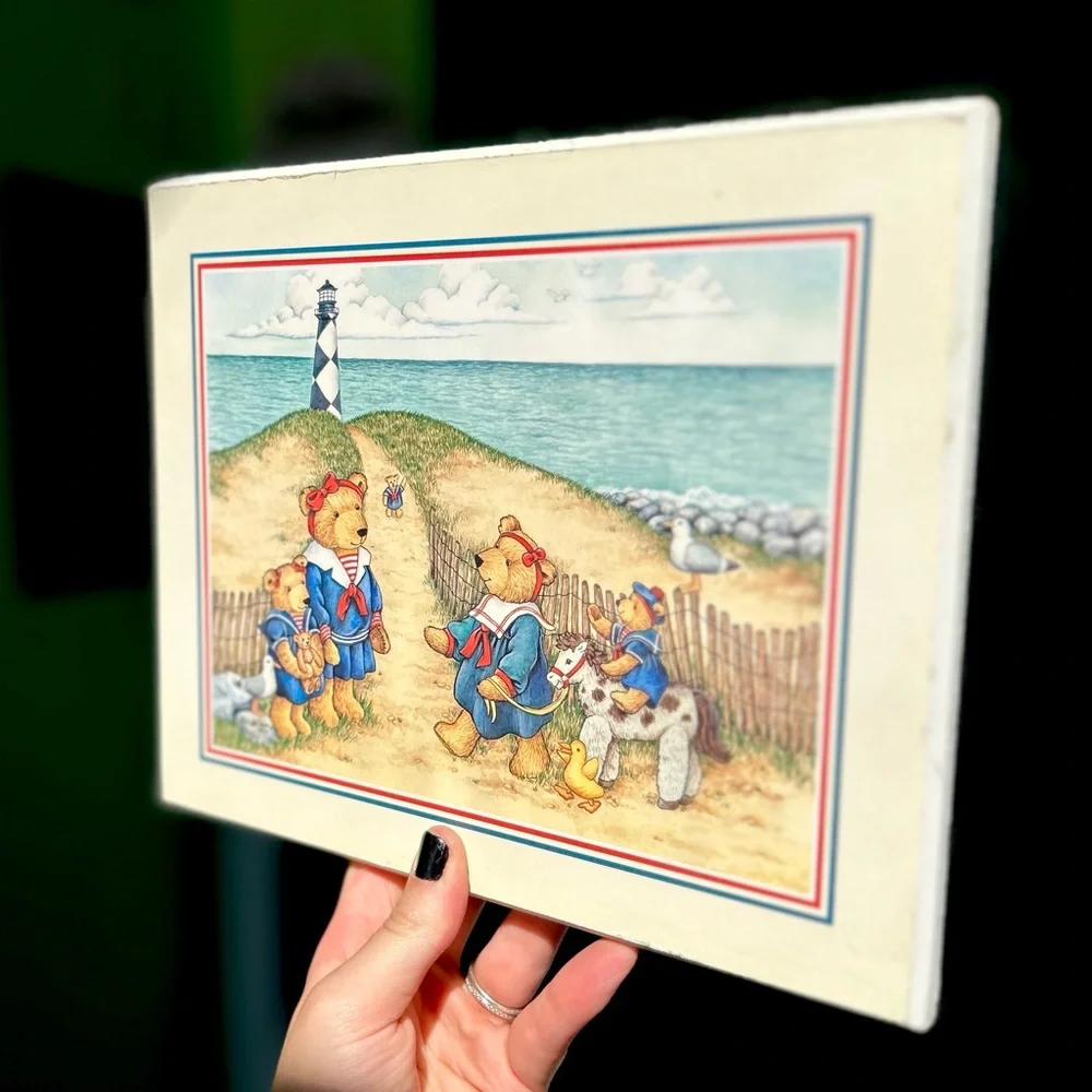 Charming VTG Nautical Beach Vacation Bear Family Wall Decor